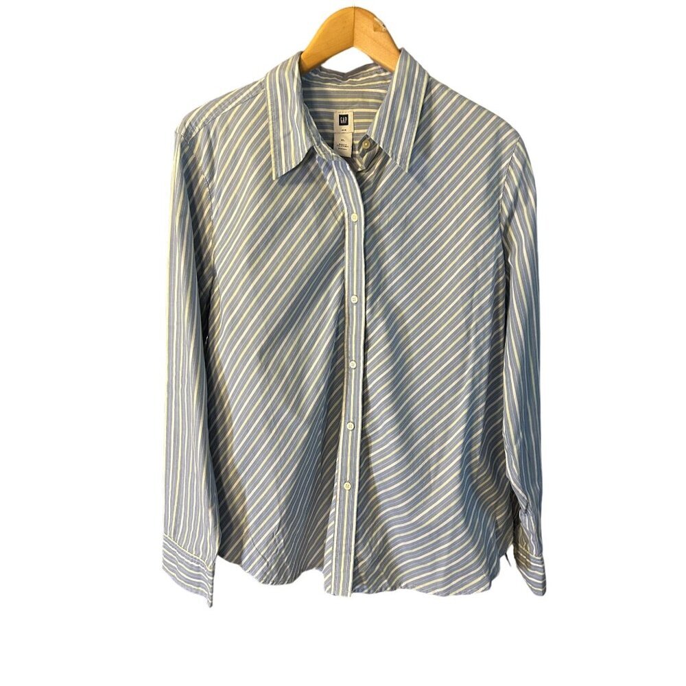 Gap Blue & White Striped Button-Up Long Sleeve Shirt XL